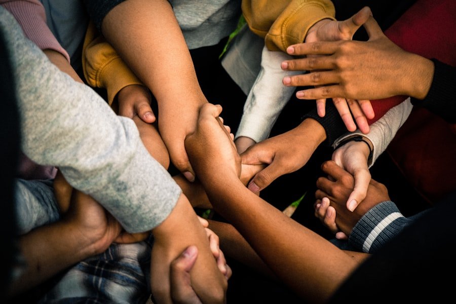 Hands joined together in a circle