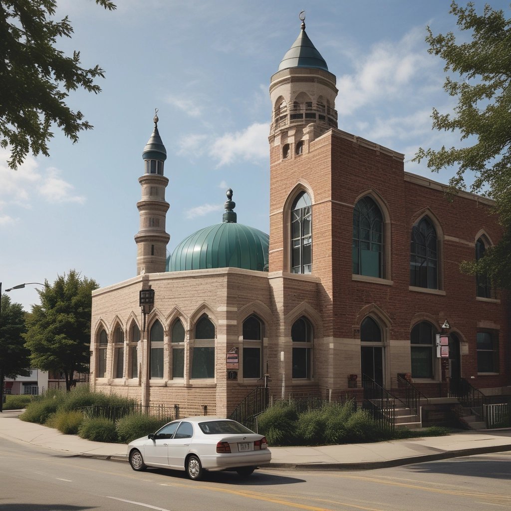 A mosque at dusk